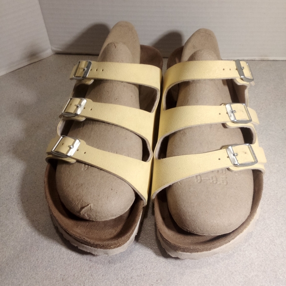 Birkenstock Pale Yellow Florida Three Buckle Sandals US Woman 11 - Picture 1 of 8